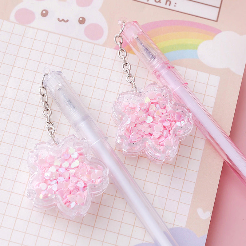 Wholesale Sequins Flower Pendant Cartoon Cute Pendant Plastic Rollerball Pen