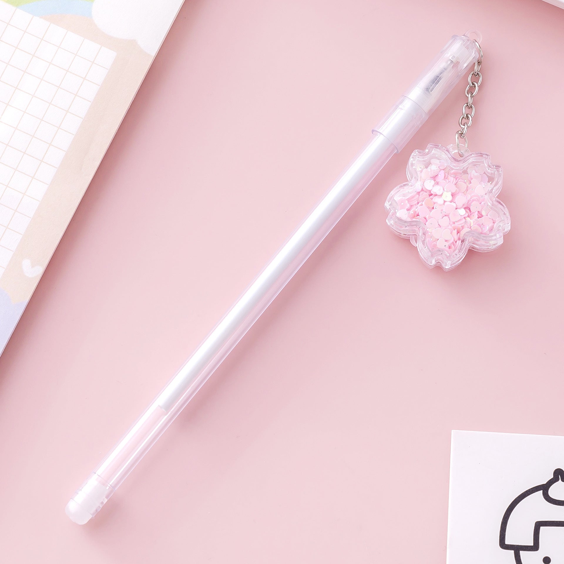 Wholesale Sequins Flower Pendant Cartoon Cute Pendant Plastic Rollerball Pen