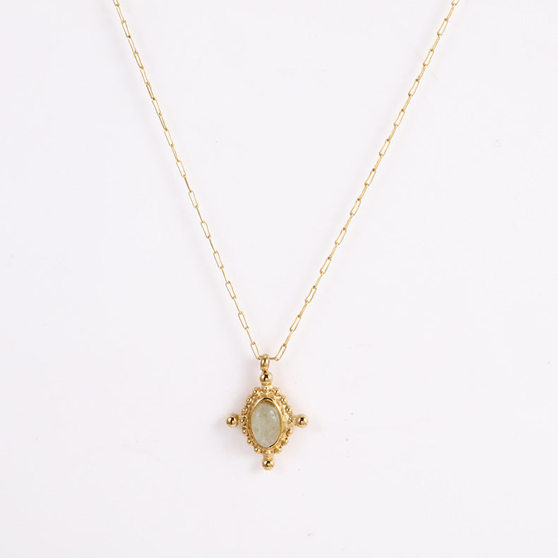 Wholesale Emerald Titanium Steel Necklace Clavicle Chain