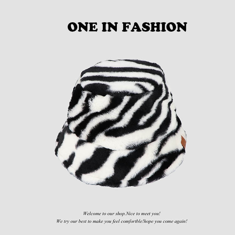 Wholesale Leopard Print Cow Print Zebra Print Plush Bucket Hat