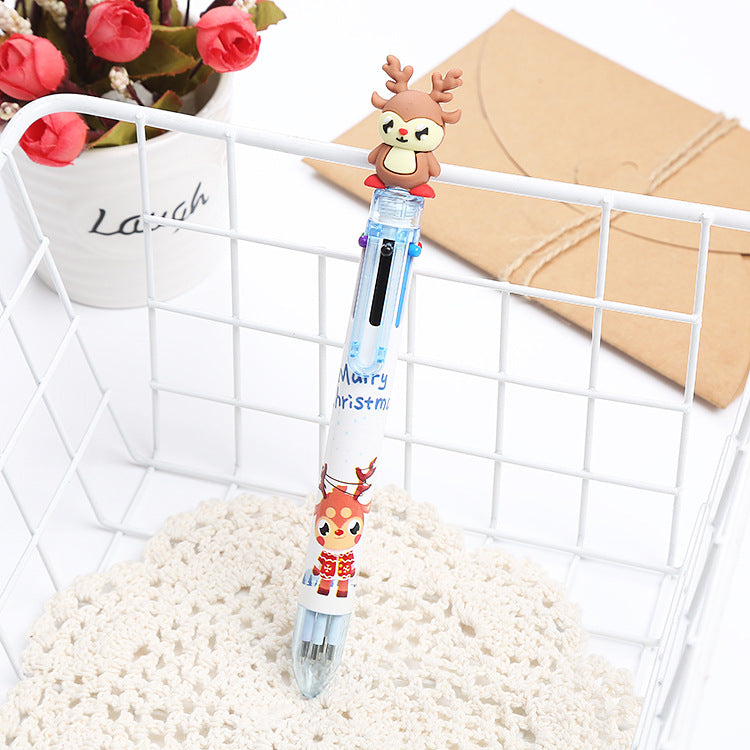 Wholesale Christmas 6 Color Plastic Ballpoint Pens