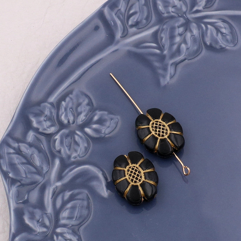 Wholesale 10PCS Retro Gold Turtle Back Patterned Acrylic Beads