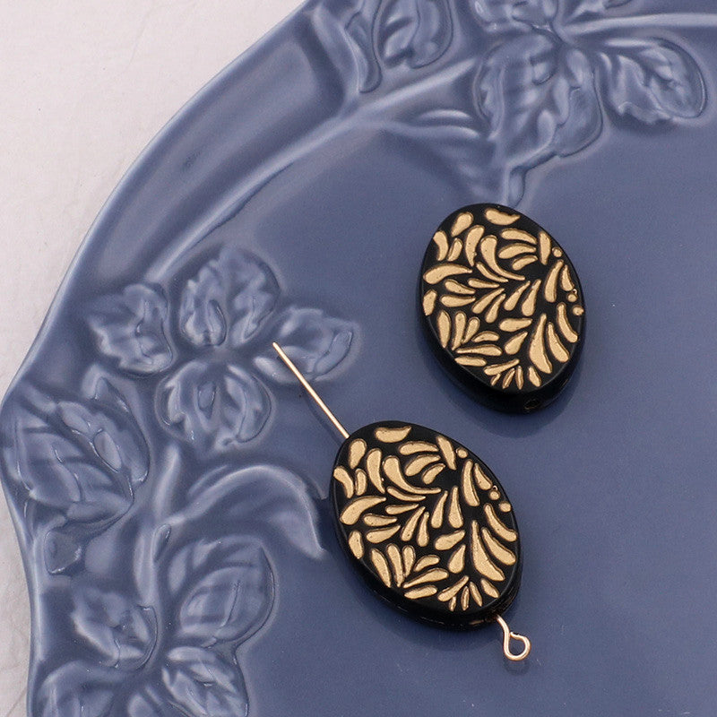 Wholesale 10PCS Retro Gold Turtle Back Patterned Acrylic Beads