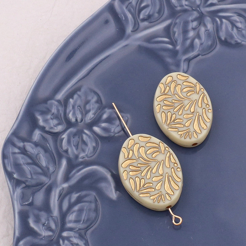 Wholesale 10PCS Retro Gold Turtle Back Patterned Acrylic Beads