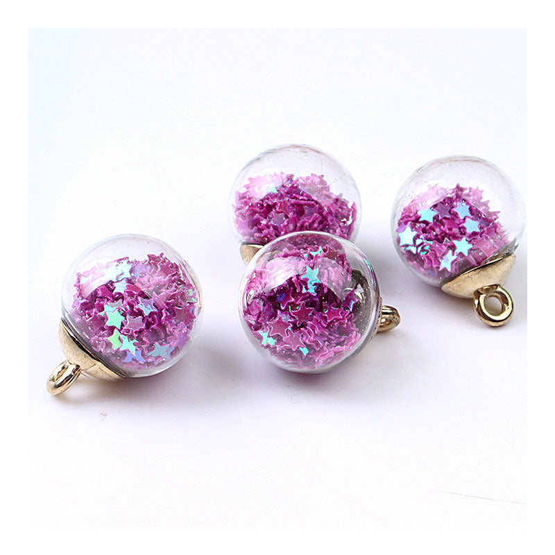 Wholesale 10pcs Colored transparent star glitter crystal glass ball beads