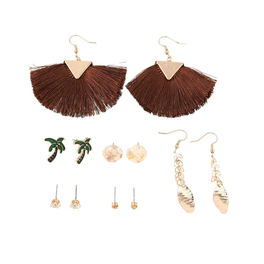 Wholesale Tassel Geometric Exaggerated Versatile Fan-shaped Bohemian Earrings