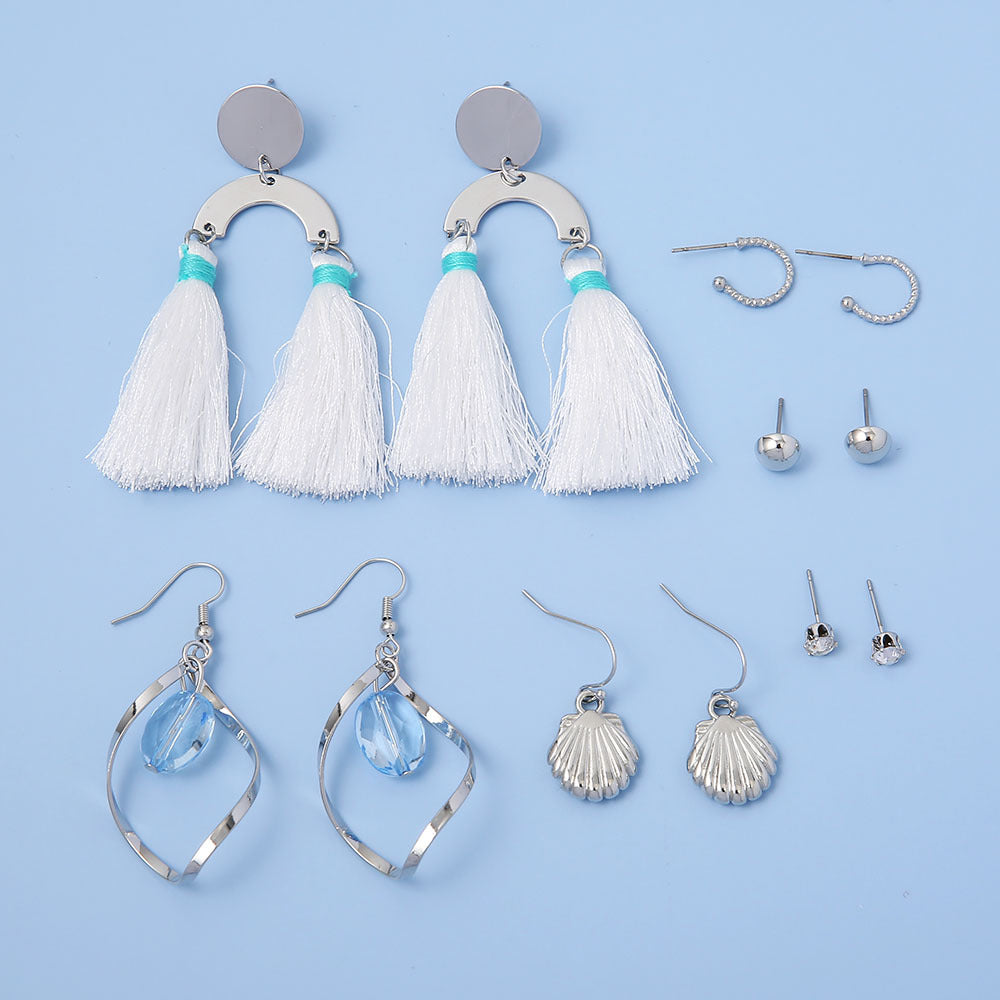 Wholesale Tassel Geometric Exaggerated Versatile Fan-shaped Bohemian Earrings