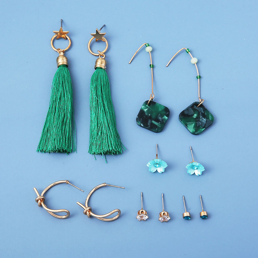 Wholesale Tassel Geometric Exaggerated Versatile Fan-shaped Bohemian Earrings