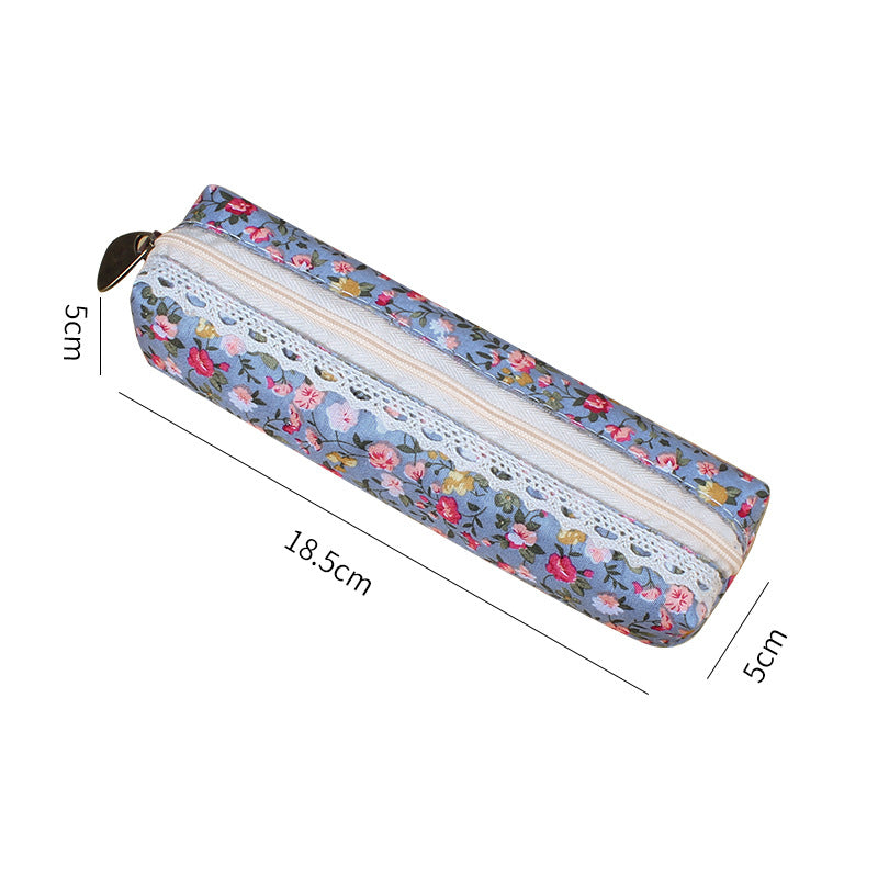 Wholesale Canvas Retro Flower Dot Pen Bag Pencil Bag