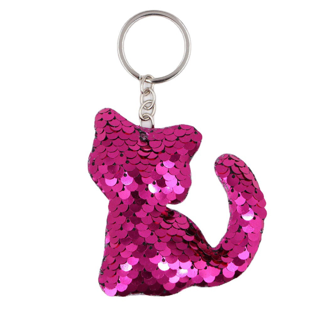 Wholesale Cute Luminous Kitten Sequined Keychain Decorative Bag Charm For Women Party Gift