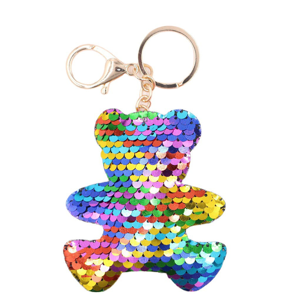 Wholesale Christmas Tree Sequins Keychain Pendant Glowing Car Ornament Fashion Accessory Gift