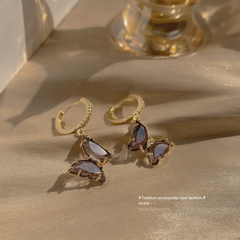 Wholesale Light Luxury Purple Butterfly Clavicle Necklaces Rings And Earrings