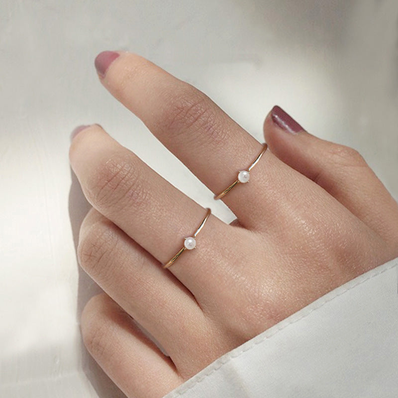 Wholesale Gold Plated Copper Pearl Thin Ring