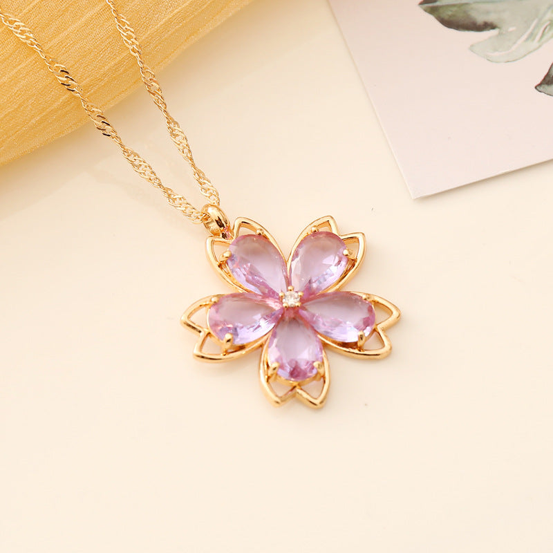 Wholesale Multicolor Flower Crystal Necklace