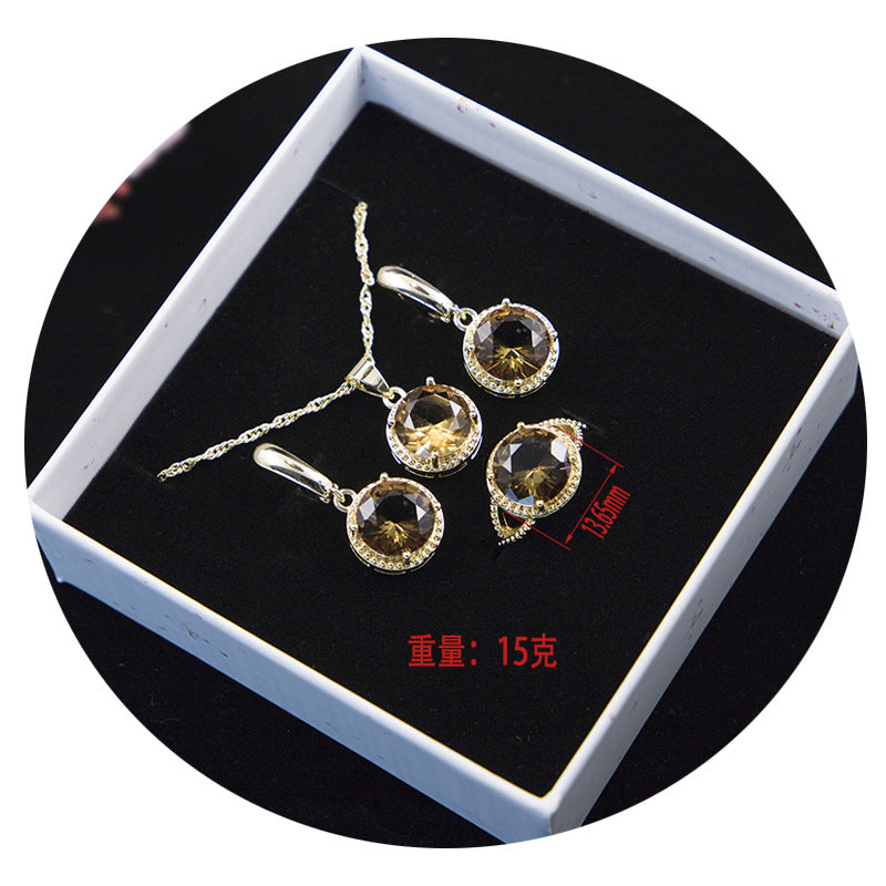 Pendientes de piedra de color redondo de tres piezas al por mayor