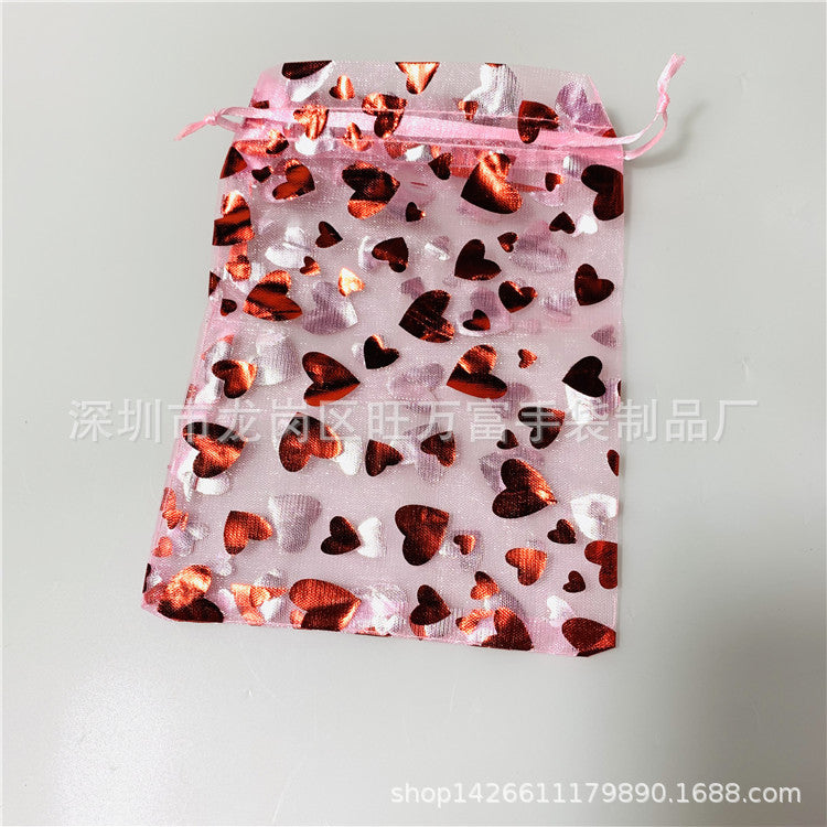 Wholesale 100pcs Valentine' s Day  Red Bronzing Gift Gauze Cloth Bag