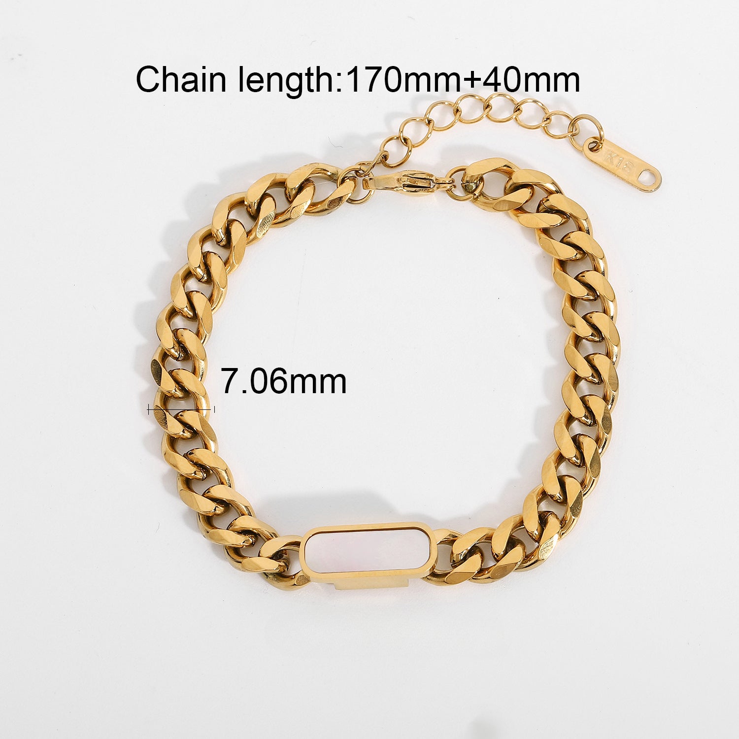 Cadena de acero de acero inoxidable al por mayor titanio de acero de oro plateado de 18 km brazalete