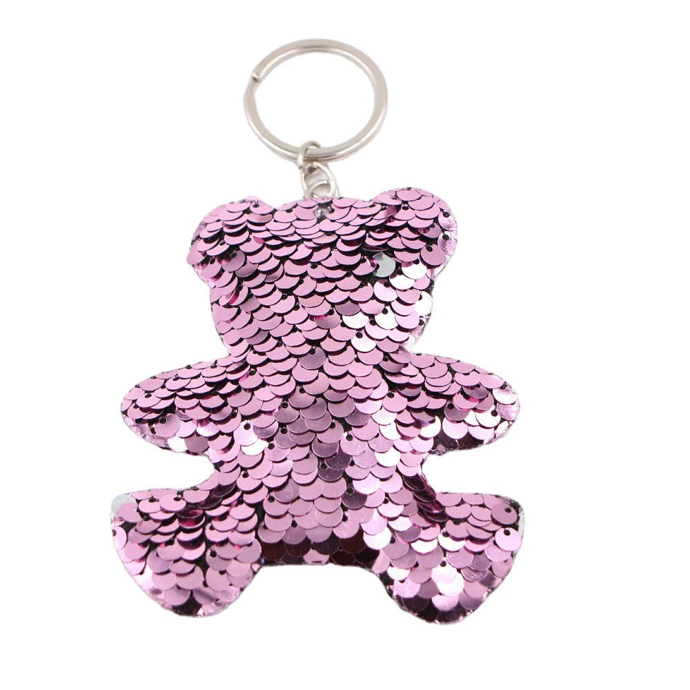 Wholesale Lucky Four Leaf Clover Reflective Sequin Bag Charm Car Keychain Gift
