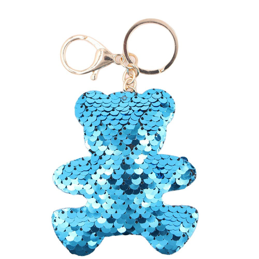 Wholesale Sequined Bear Keychain Chic Animal Bag Charm And Car Key Accessory Trendy Gift For Everyday Use