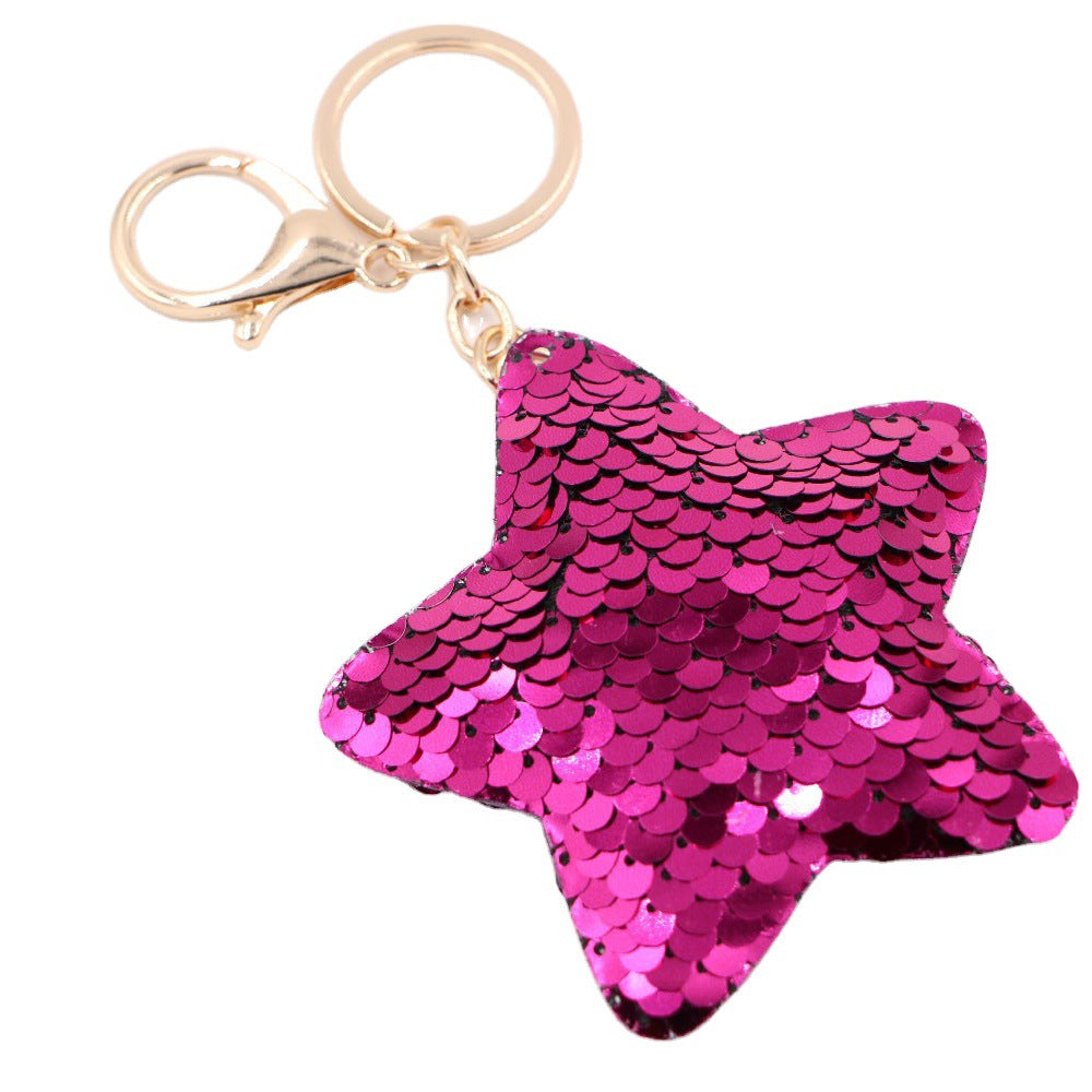 Wholesale Stylish Four Leaf Clover Sequin Keychain Glow Reflective Bag Charm Jewelry Accessory