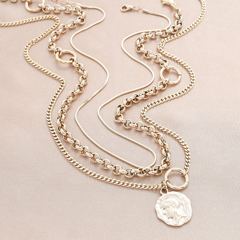 Wholesale DIY Metal Multi-layer Cuban Chain Stacked Sweater Chain