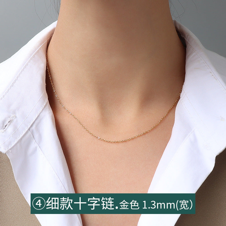 Wholesale Gypsophila Snake Bone Chain Titanium Steel 18K Gold Clavicle Necklace