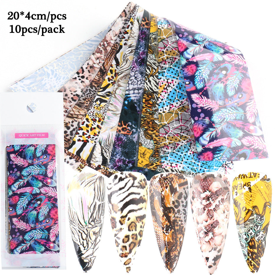 Wholesale 3pcs/pack  nail art starry sky paper ins animal pattern snake print leopard print 10 bags