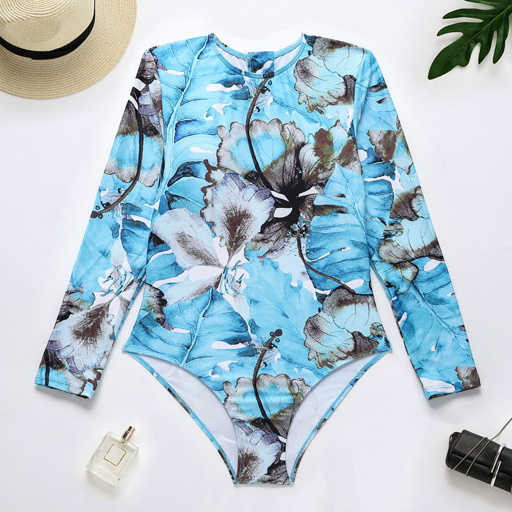 Wholesale Printed Wetsuit Surfing Suit Long Sleeve Sun Protection One Piece Swimwear