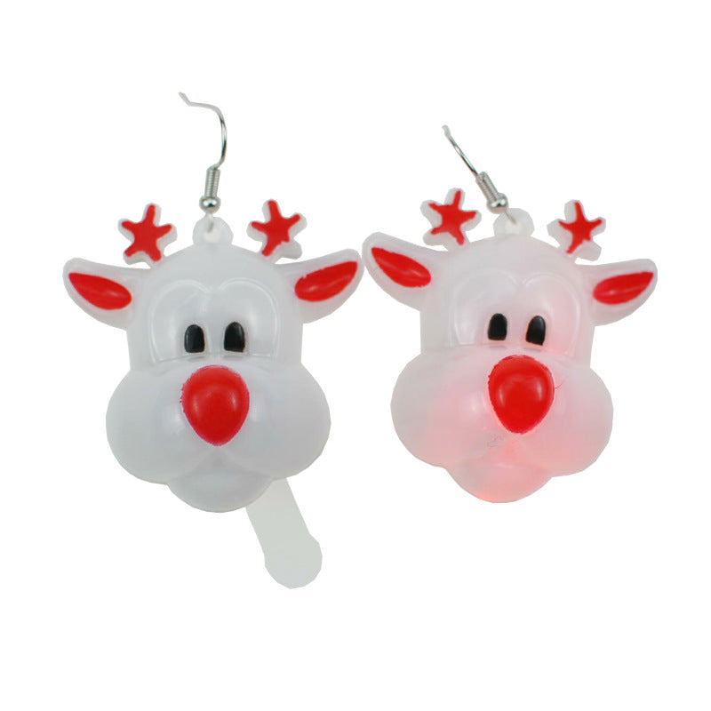 Wholesale LED Light Glow Christmas Plastic Earrings
