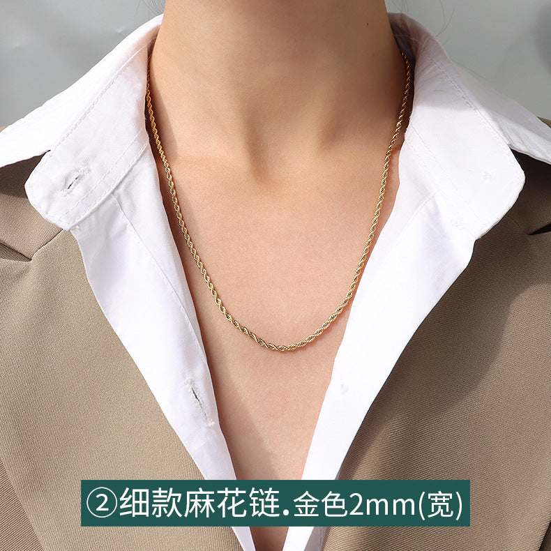 Wholesale Gypsophila Snake Bone Chain Titanium Steel 18K Gold Clavicle Necklace