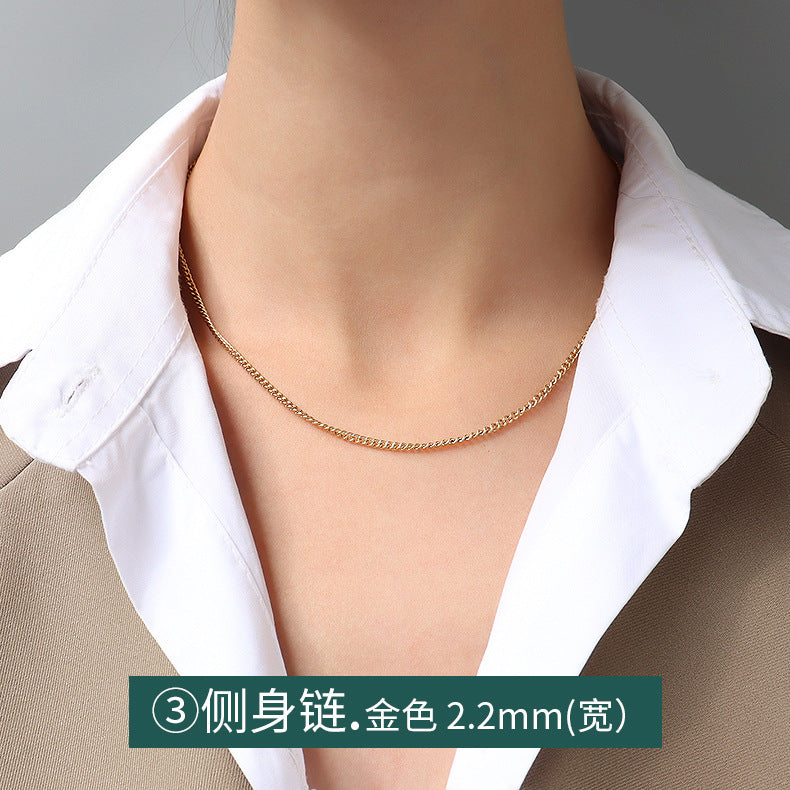 Wholesale Gypsophila Snake Bone Chain Titanium Steel 18K Gold Clavicle Necklace