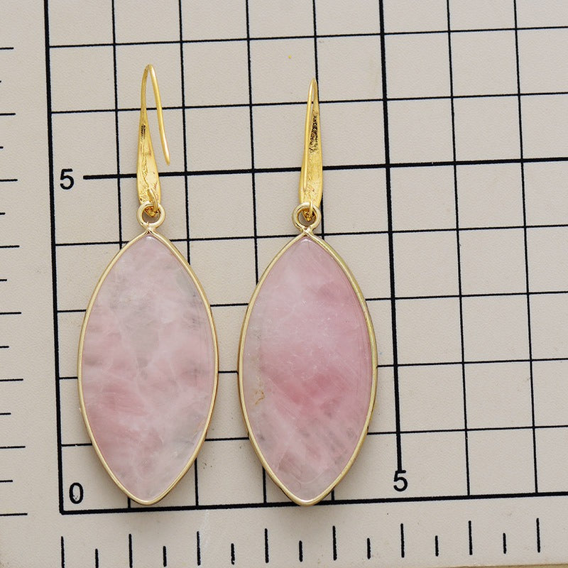Wholesale Simple Pink Crystal Natural Stone Pendant Earrings