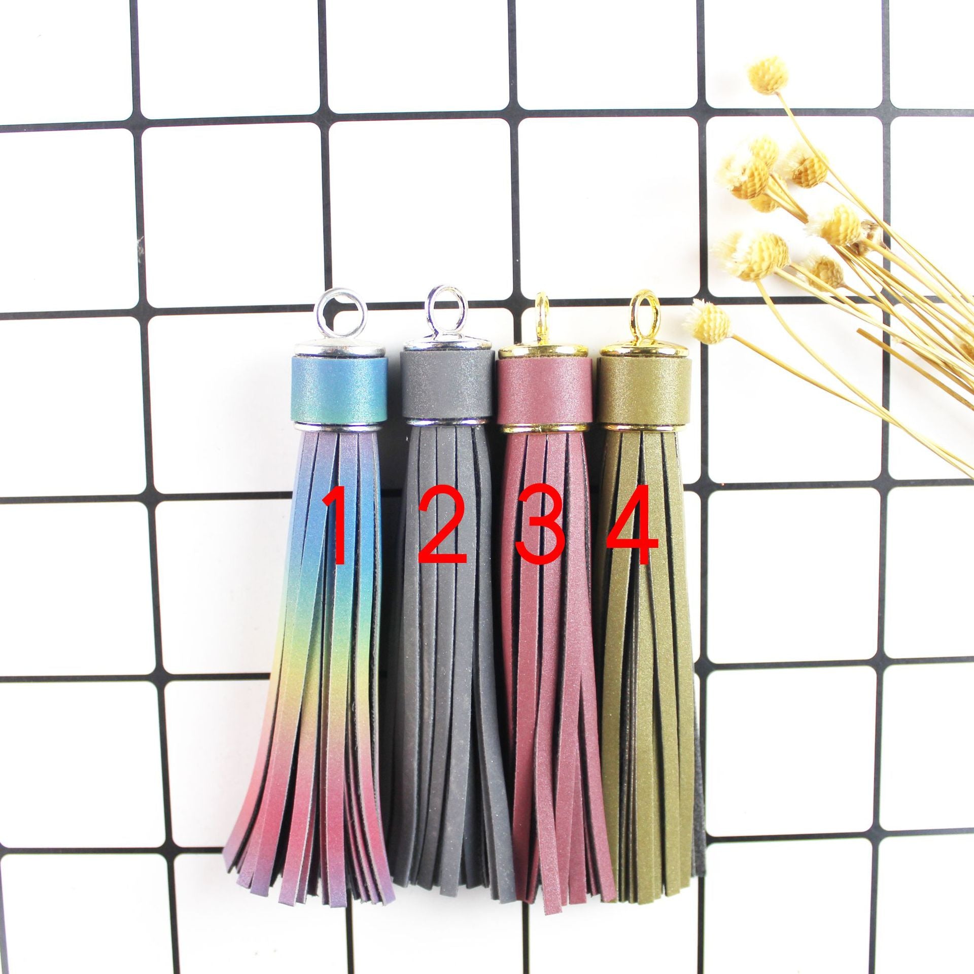 Wholesale Night Luminous Tassel Leather Keychains