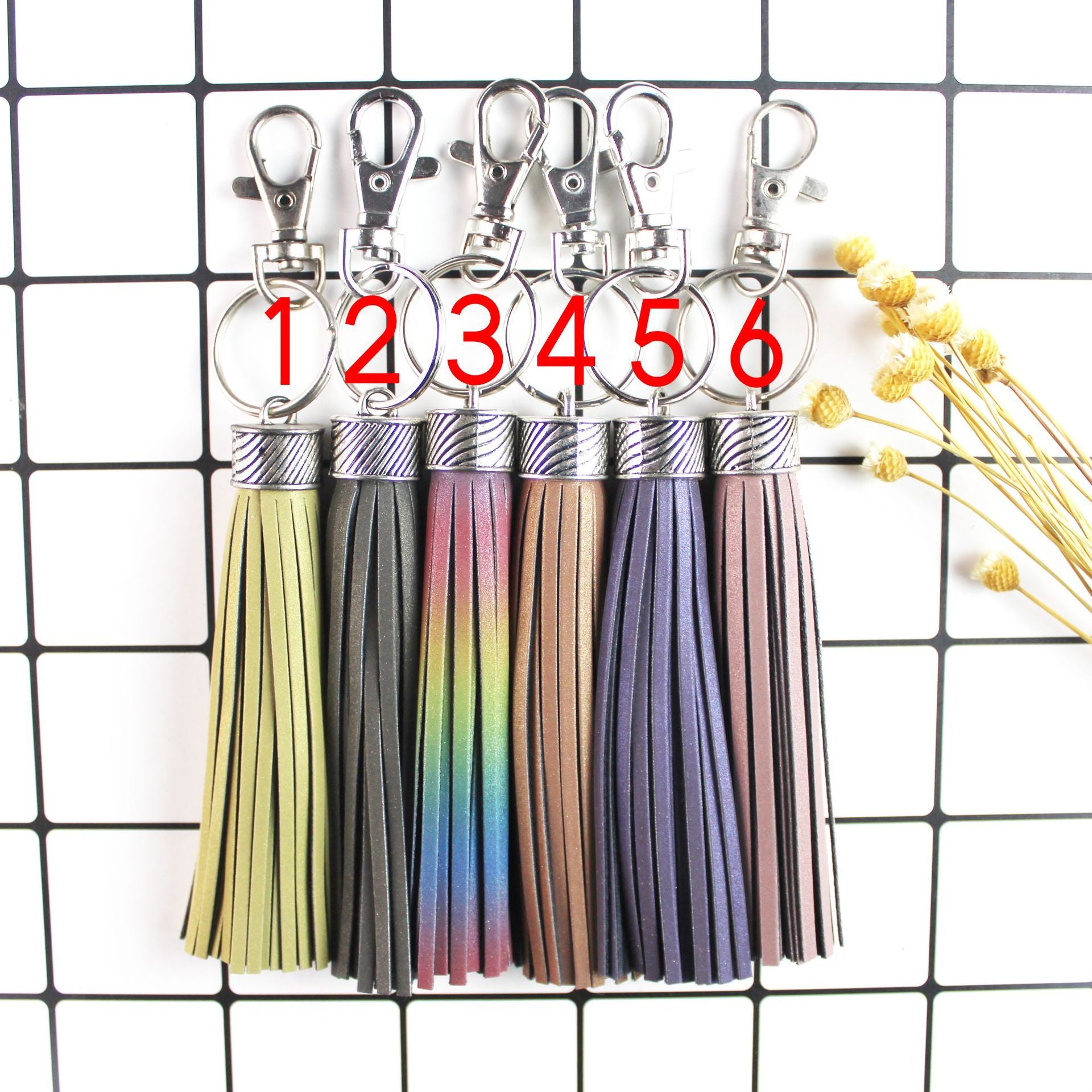 Wholesale Night Luminous Tassel Leather Keychains