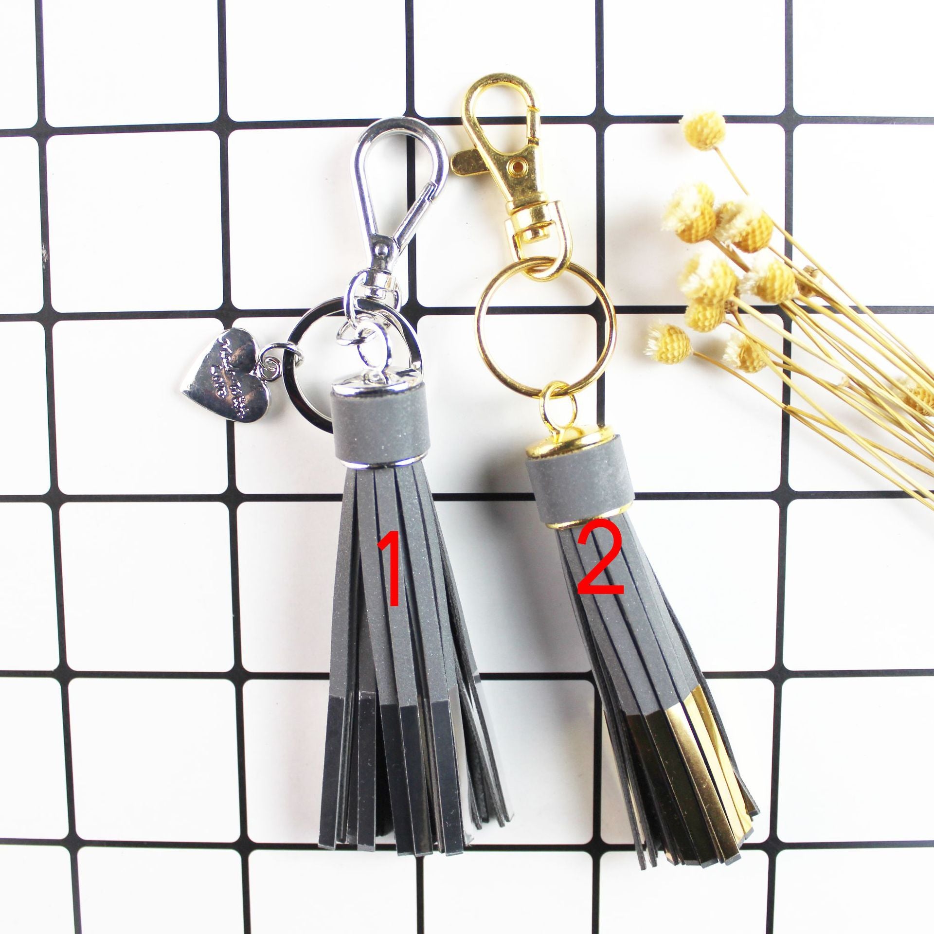 Wholesale Night Luminous Tassel Leather Keychains