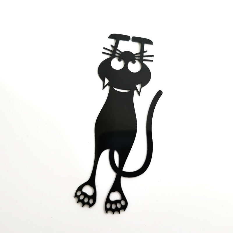 Wholesale Creative Hollow Black Kitten Plastic Bookmarks