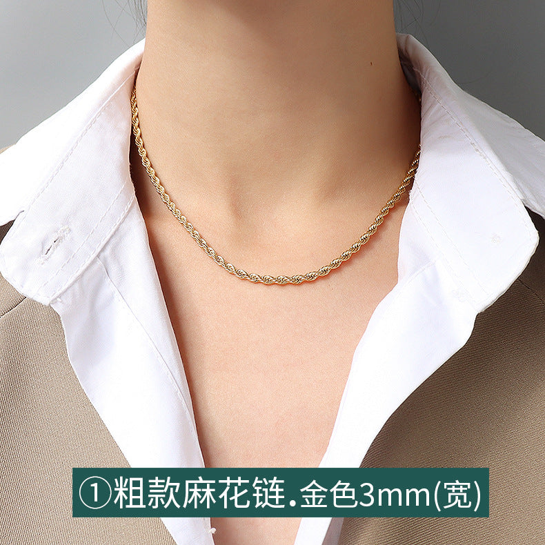 Wholesale Gypsophila Snake Bone Chain Titanium Steel 18K Gold Clavicle Necklace