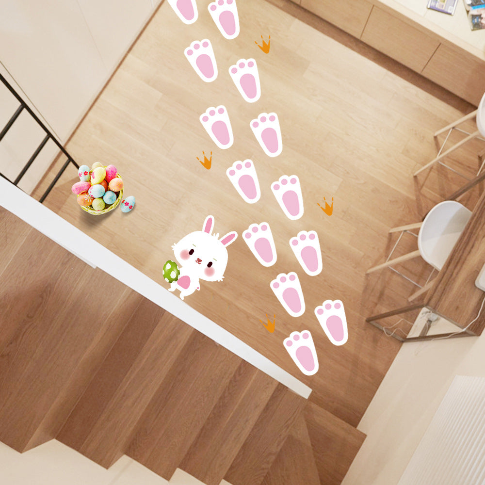 Wholesale Easter Bunny Footprints Green Floor Sticker