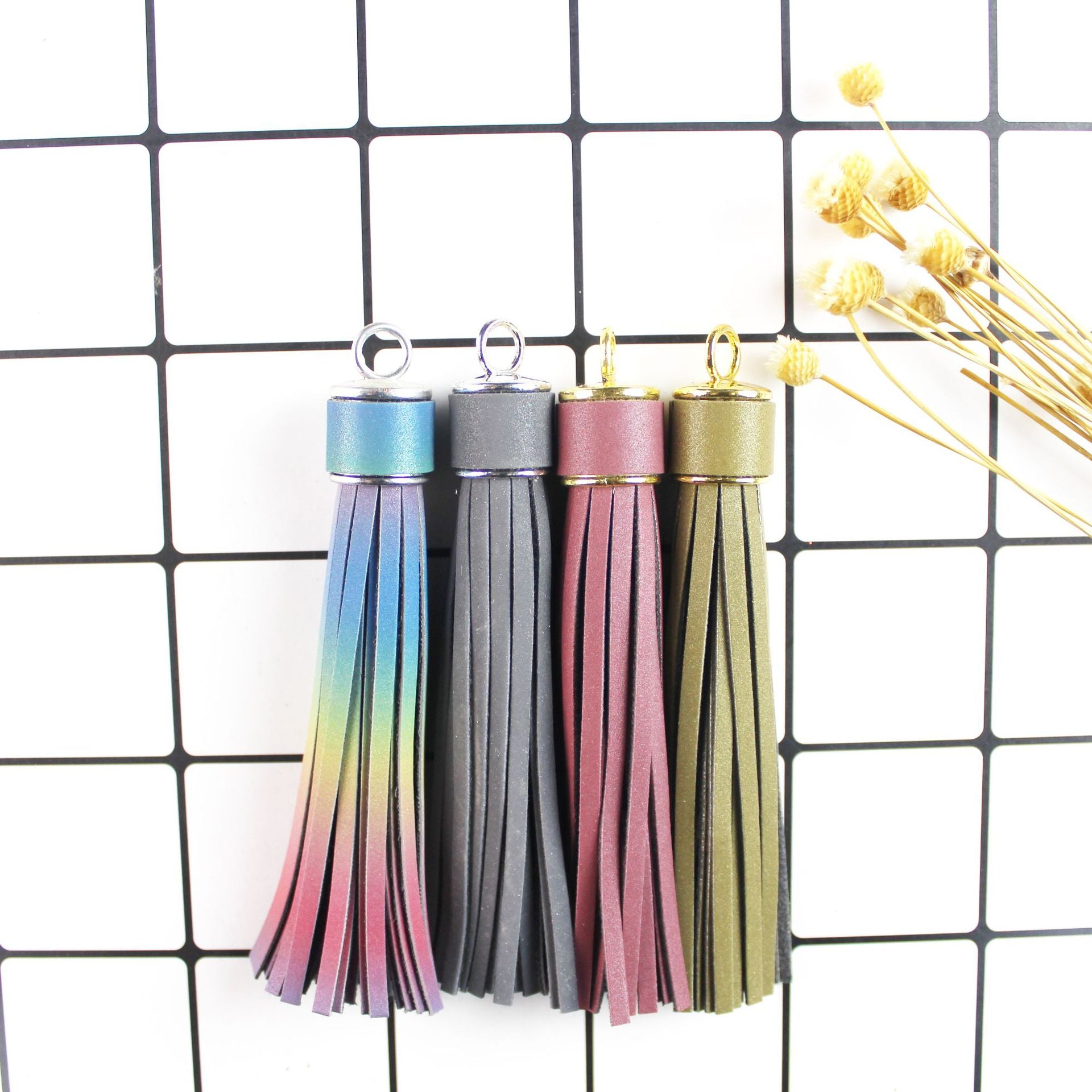 Wholesale Night Luminous Tassel Leather Keychains