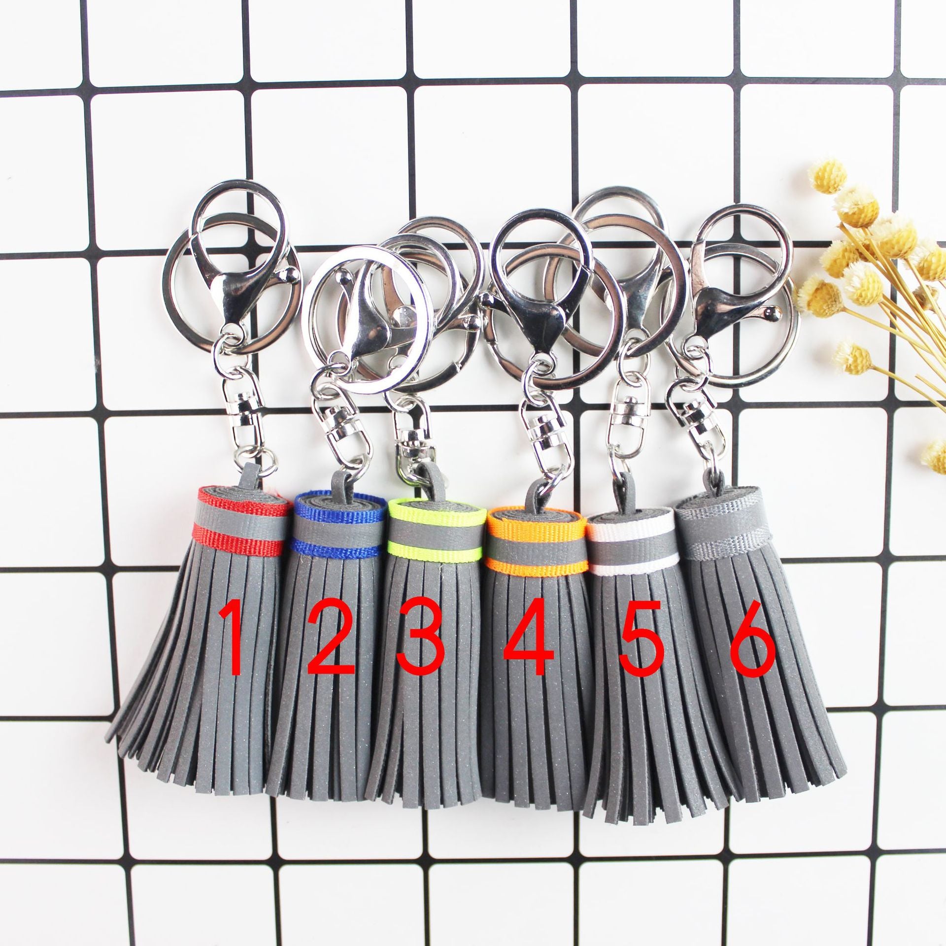 Wholesale Night Luminous Tassel Leather Keychains