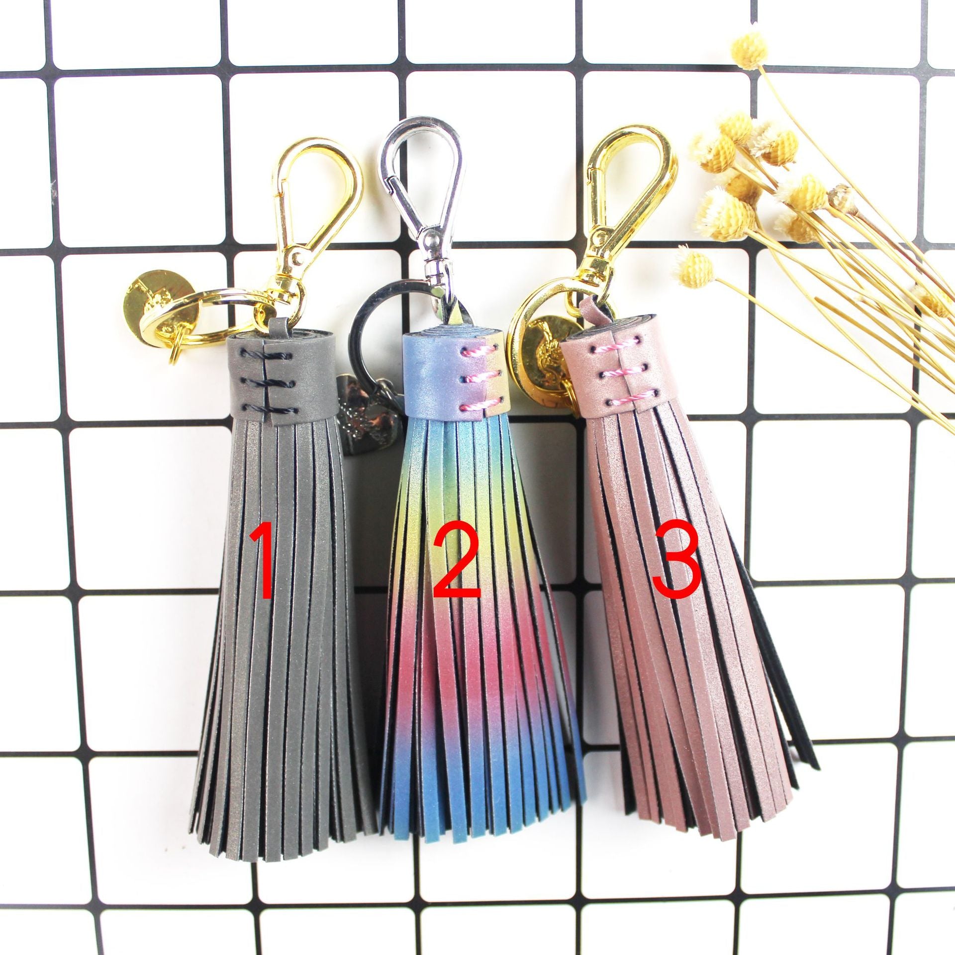 Wholesale Night Luminous Tassel Leather Keychains