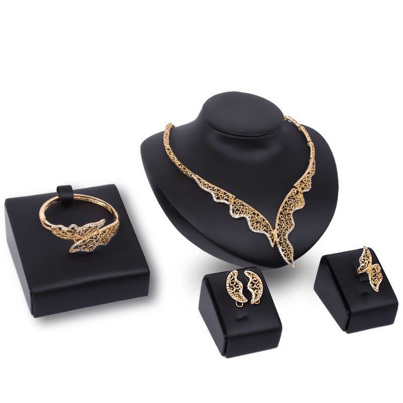 Wholesale Alloy Necklace Earrings Jewelry Set Four Pieces
