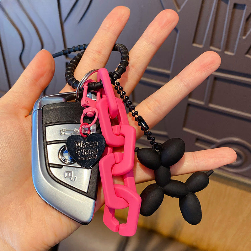 Wholesale Rose Red Chain Puppy Keychain