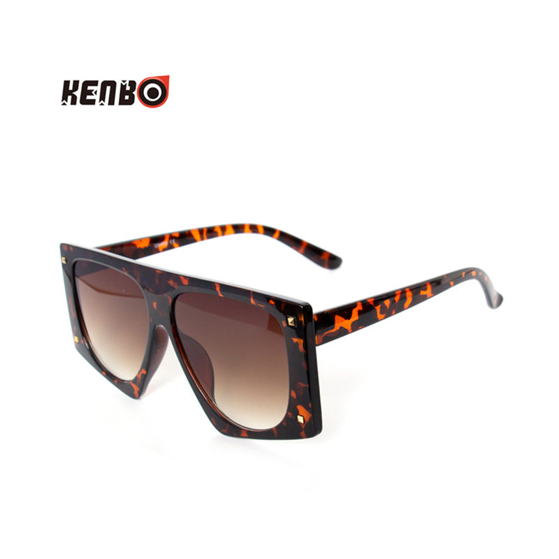 Wholesale Box leopard print large frame sunglasses
