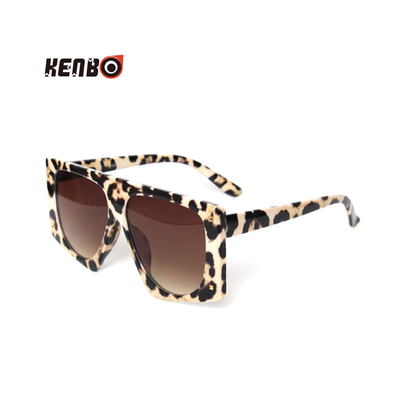 Wholesale Box leopard print large frame sunglasses