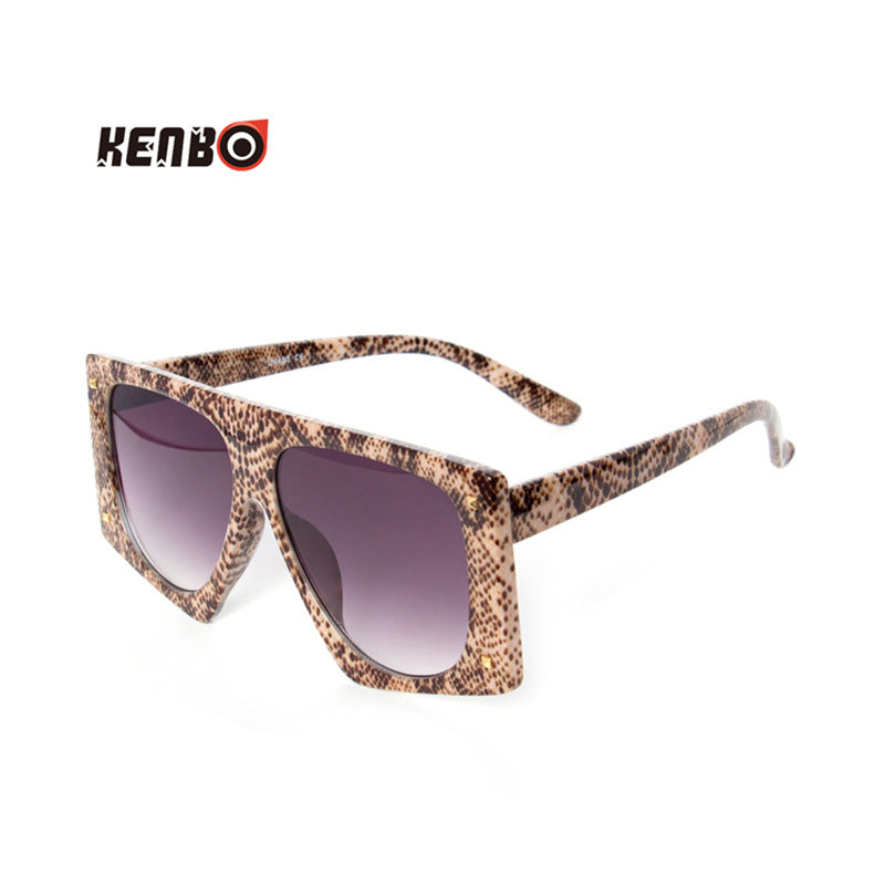 Wholesale Box leopard print large frame sunglasses