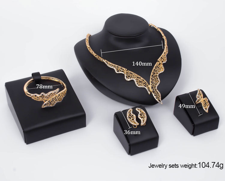 Wholesale Alloy Necklace Earrings Jewelry Set Four Pieces