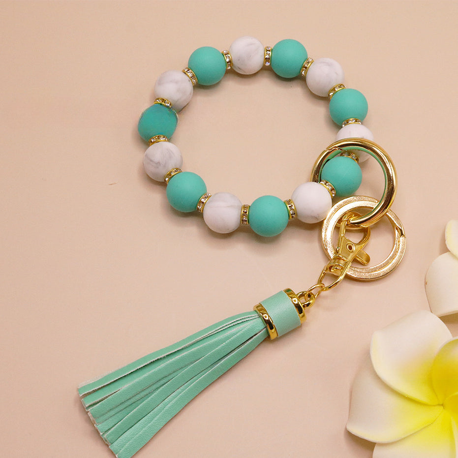 Wholesale Colorful Silicone Beads Diamond Ring Bracelet Keychain