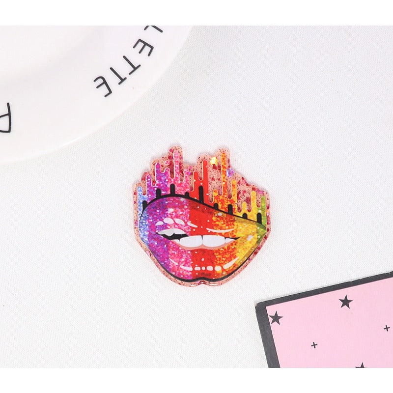 Wholesale 10pcs Cartoon Lips Letters Acrylic DIY Patches