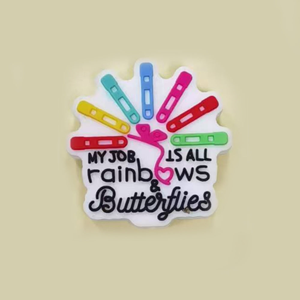 Wholesale 10pcs Books and Chemical Supplies Pattern Silicone Beads